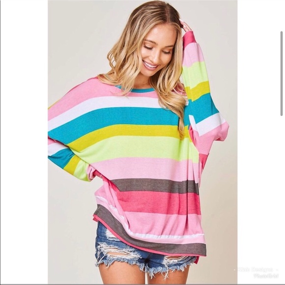 New! Soft knit multi stripe lightweight top - Picture 3 of 7
